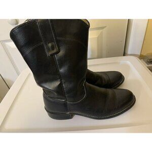 Texas 4400 Mens Sz 8 M Black Leather‎ Cowboy Boots
